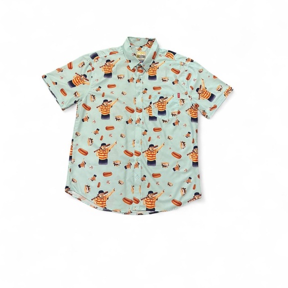 RSVLTS Sandlot Baseball Movie AOP Light Blue Patterned Casual Shirt - Picture 1 of 7